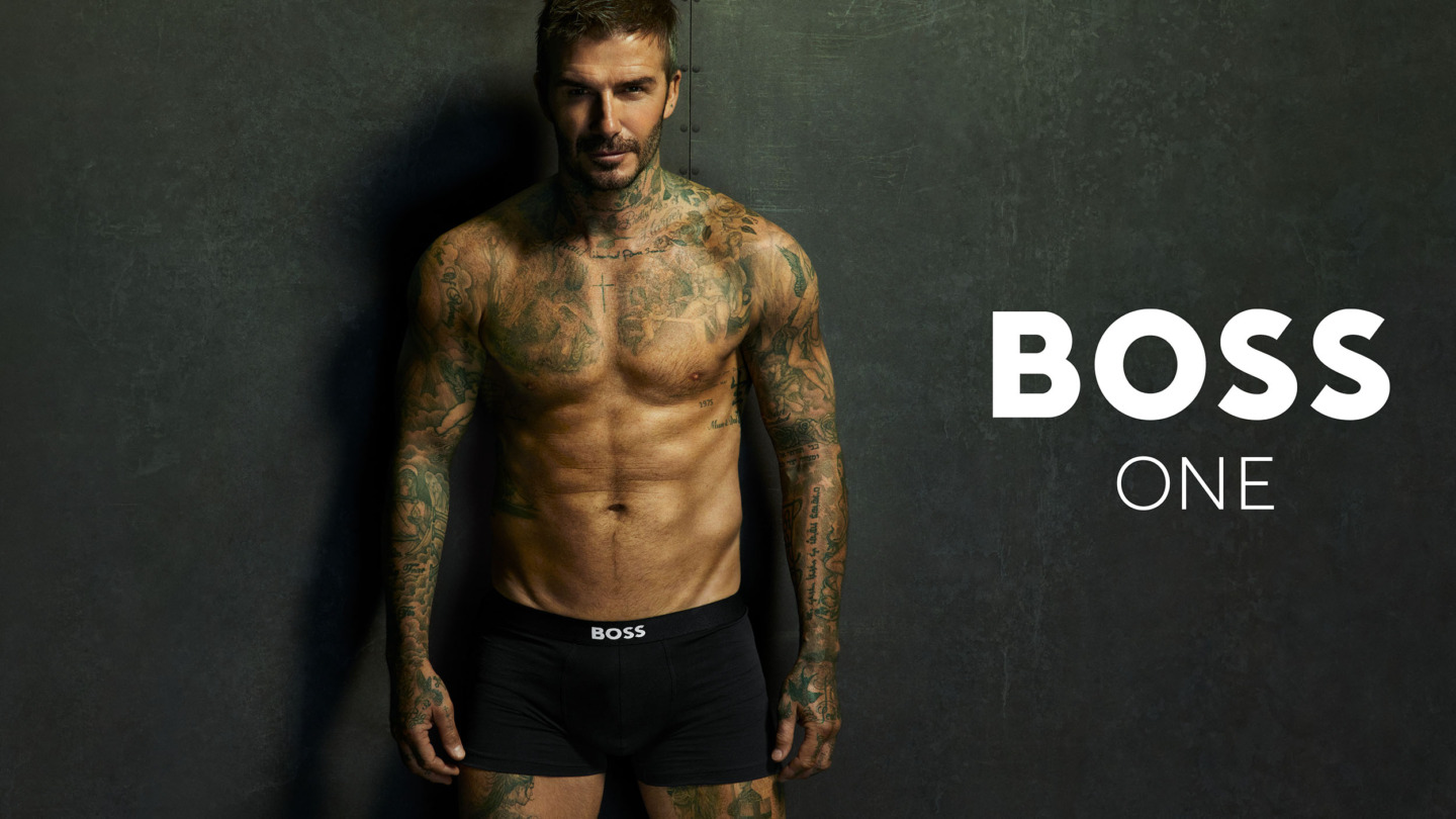 David Beckham i bokseshorts - et inspirationsbillede for Boss Outlet i Ringsted Designer Outlet. I Boss Outlet kan du købe alt fra jakkesæt og skjorter til bælter og ure til outletpriser.