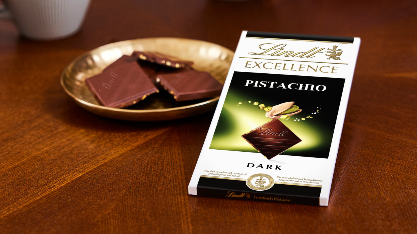 Lindt Excellence mørk chokolade med pistacie – inspirationsbillede fra Lindt i Ringsted Designer Outlet