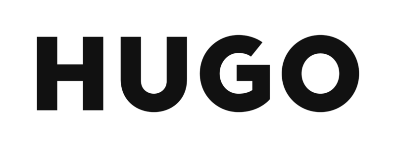 HUGO logo på deres brandside på Ringsted Designer Outlets hjemmeside, hvor de har en outletbutik der sælger tøj til det yngre segment